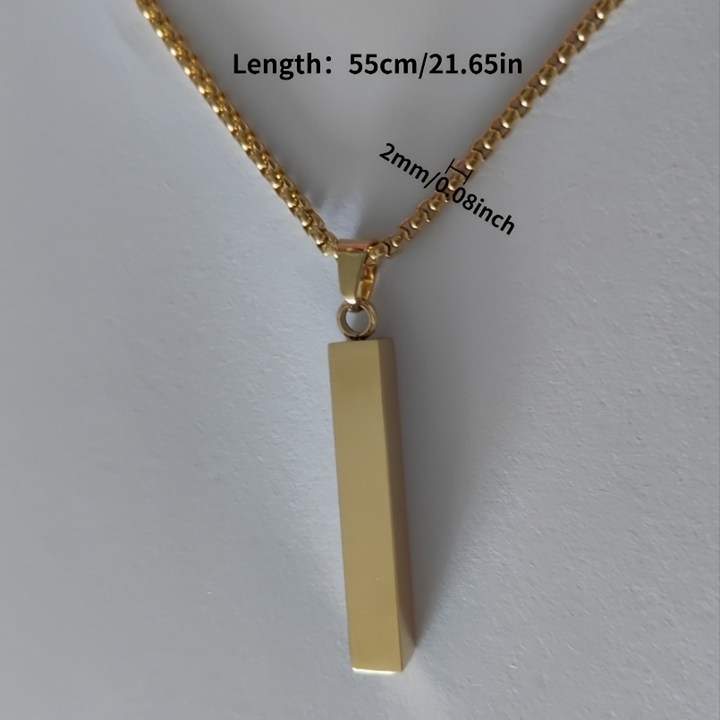 High-Quality Stainless Steel Rectangular Prism Pendant Necklace